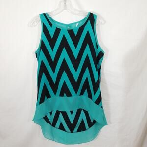 Yoyo 5 Teal Black Chevron ZigZag Stripe HiLow Top